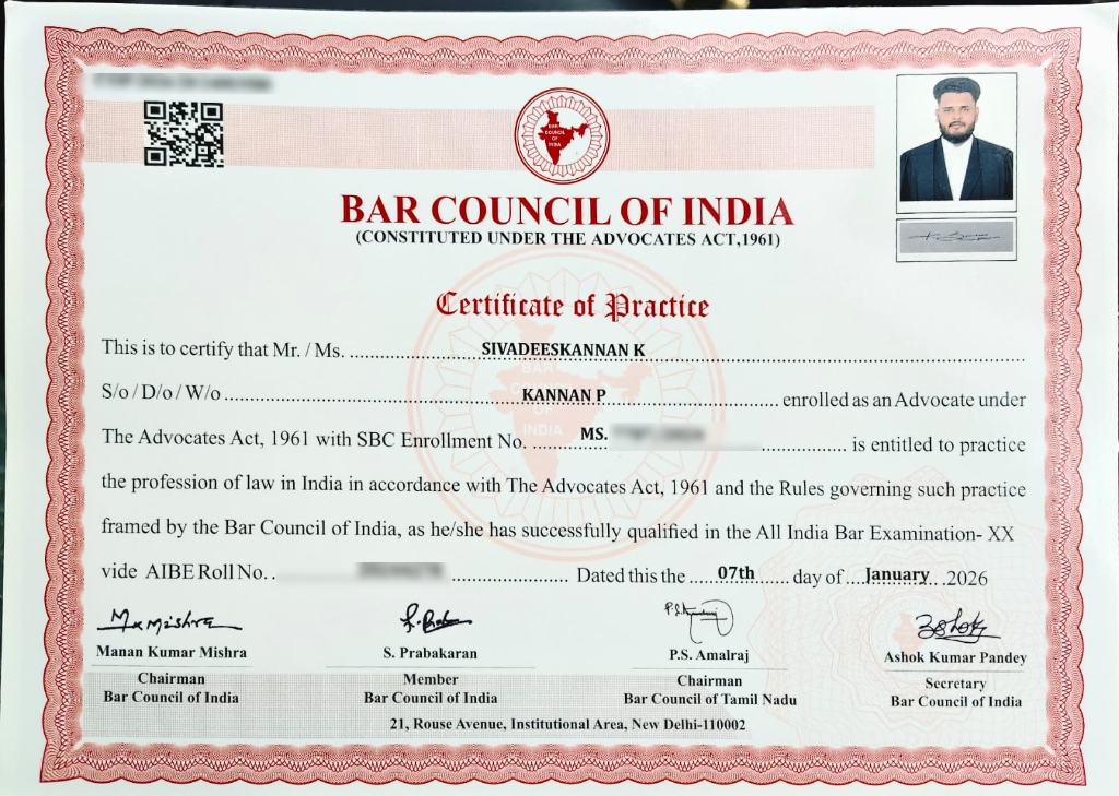Bar Council of India Certificate